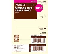 Filofax - Semainier de poche sur deux pages, Anglais, 2018, coton crème