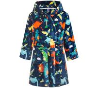 FILOWA Peignoir de Bain Enfant à Capuche Chaud Polaire Robe de Chambre Coton Flanelle Animaux Robes Dinosaure Impression Doux Hiver Automne Pyjamas Vêtements de Nuit pour Garçon 5-6 Ans, Bleu