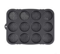 Filteilect Moule à pain à hamburger en silicone à 12 cavités pour hamburgers, brioches, muffins, gâteaux - Pas de plaque de cuisson, 8 cm de diamètre, passe au lave-vaisselle, gris