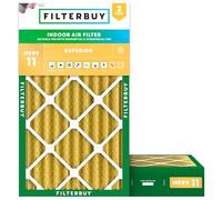 FilterBuy 10x24x4 MERV 11 Filtre à air plissé pour four AC (lot de 2 filtres), 10x24x4 - Or