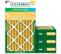 FilterBuy 12x20x4 MERV 11 Filtre à air plissé pour four AC (lot de 4 filtres), 12x20x4 - Or