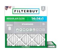 FilterBuy 14x14x1 MERV 8 Filtre à air plissé pour four AC (lot de 2 filtres), 14x14x1 - Argent