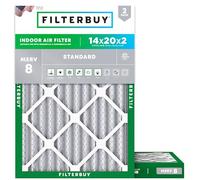 FilterBuy 14x20x2 MERV 8 Filtre à air plissé pour four AC (lot de 2 filtres), 14x20x2 - Argent