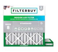 FilterBuy 18x18x2 MERV 8 Filtre à air plissé pour four AC (lot de 2 filtres), 18x18x2 - Argent