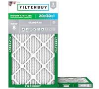 FilterBuy 20x30x1 MERV 8 Filtre à air plissé pour four AC (lot de 2 filtres), 20 x 30 x 1 - Argent