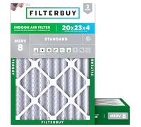 Filterbuy Filtre à air 20x23x4 MERV 8 Dust Defense (lot de 2), filtres à air plissés de rechange pour four CVC AC (taille réelle : 19,50 x 22,50 x 3,63 pouces)