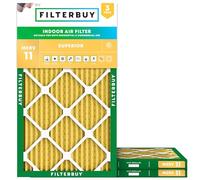 Filterbuy Filtre à air MERV 11 Allergen Defense (lot de 3), filtres à air plissés CVC pour fournaise CVC, 20 x 30 x 1 (taille réelle : 49,50 x 75,5 x 0,75 pouces)