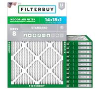 Filterbuy Filtre à air MERV 8 Dust Defense (lot de 12), filtres à air plissés pour four CVC et climatisation (taille réelle : 13.50 x 17.50 x 0.75 pouces)