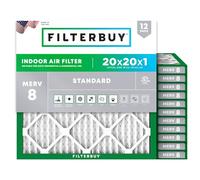 Filterbuy Lot de 12 filtres à air MERV 8 anti-poussière 20 x 20 x 1 - Filtres à air plissés pour fournaise CVC (taille réelle : 49,50 x 19,50 x 0,75 pouces)