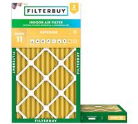 FilterBuy Lot de 2 filtres à air comprimés MERV 11, 12,5 x 21 x 2 cm, dorés
