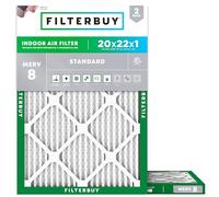 FilterBuy Lot de 2 filtres à air comprimés MERV 8 - 20 x 22 x 1 - Pour climatisation et climatisation - Argenté