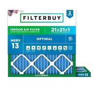 Filterbuy Lot de 2 filtres à air plissés MERV 13 Optimal Defense (21 x 21 x 1), filtres à air plissés pour fournaise CVC (taille réelle : 53 x 50 x 1 cm)