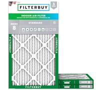 Filterbuy Lot de 3 filtres à air 16 x 30 x 1 pour défense contre la poussière MERV 8, filtres à air plissés pour fournaise CVC (taille réelle : 40 x 75 x 1 cm)