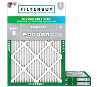 Filterbuy Lot de 3 filtres à air 20 x 22 x 1 pour défense contre la poussière MERV 8, filtres à air plissés pour fournaise CVC (taille réelle : 49,50 x 55,5 x 0,9 cm)