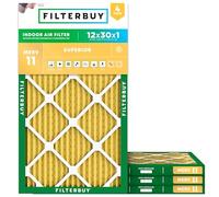 FilterBuy Lot de 4 filtres à air comprimés Merv 11 - 12 x 30 x 1 - Dorés