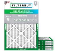 Filterbuy Lot de 5 filtres à air 16 x 20 x 1 pour défense contre la poussière MERV 8 - Filtres à air plissés pour chaudière CVC (taille réelle : 39,5 x 49,5 x 1,9 cm)