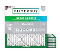 Filterbuy Lot de 5 filtres à air plissés de rechange pour four CVC 14 x 1 MERV 8 (taille réelle :13.50 x 13.50 x 0.75 pouces)