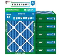 Filterbuy MERV 13 Optimal Defense Lot de 6 filtres à air plissés pour chaudière CVC 16 x 25 x 4