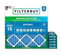 Filterbuy MERV 13 Optimal Defense Lot de 6 filtres à air plissés pour chaudière CVC 45,7 x 45,7 x 1,9 cm