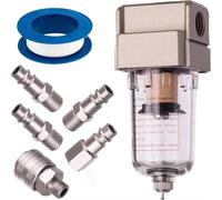 Filtre à air pour compresseur AF2000-02 - Séparateur d'eau et d'huile - Raccord rapide - Aluminium - Filtre à particules - Raccordement de 0,64 cm - Pour systèmes de compresseurs