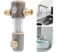 Filtre à eau - Filtre à sédiments à rinçage inversé pour usage domestique - Raccord 2,54 cm - Température 0-65 °C - Argent