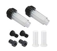 Filtre à Eau pour Tuyau D'arrosage, 2 Pièces 3/4 Pouces Préfiltre à Eau Set de Filtre à Eau avec 4 éléments Filtrants & 2 Adaptateurs Rapides pour Nettoyeur Haute Pression, Pompe de Jardin