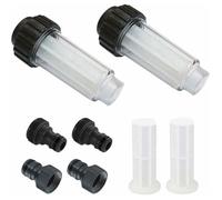 Filtre à eau pour tuyau d'arrosage - Lot de 2 pièces 3/4 pouces - Préfiltre avec 4 cartouches filtrantes et 2 raccords rapides - Pr