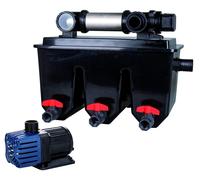 Filtre à sable à 3 compartiments, lampe UV-C de 25 W, pour des volumes allant jusqu'à 30 000 litres, de couleur noire