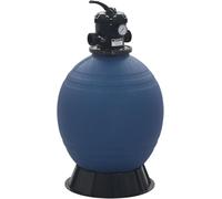 Filtre à sable pour piscine avec valve 6 voies, corps de filtre en PE de 560 mm, adapté aux piscines avec un débit jusqu'à 10 m³/h, équipé d'une valve 6 voies et de raccords pour tuyaux de 32 mm et 38