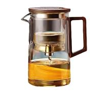 Filtre À Théière En Verre, Pot De Séparation D'eau En Verre 500 Ml/750 Ml Avec Passoire - Magique Transparente À Une Touche Avec Poignée En Bois, Lave-vaisselle, Pour Thé Noir