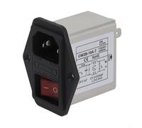 Filtre d'alimentation de type prise IEC avec interrupteur de sécurité léger pour équipement industriel, boîtier en métal, noyau à haute conductivité, style Cw2b-t ou Cw2c-t, finition noire, options 3a