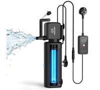 Filtre d'aquarium 4-en-1 avec lampe UV, 12W, débit de 1000 L/H, couleur noire