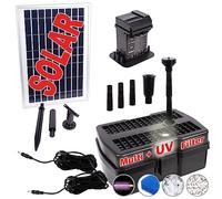 Filtre de bassin solaire innovant, pompe de bassin, fontaine solaire, ensemble de pompes solaires pour bassin de jardin, panneau solaire dans un cadre en aluminium robuste (Solar Aqua-Vital 9-UV-C)