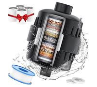 Filtre de douche noir pour eau dure - Filtre de douche 24 étapes avec 4 cartouches filtrantes remplaçables Protège votre peau et vos cheveux du chlore et des métaux lourds dans l'eau