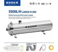 Filtre d'eau domestique - Système central d'ultrafiltration - 0,01 µm PVDF - Débit de 5 500 L/h - Acier inoxydable SUS304 - Sans électricité - Montage sous évier - Pour l'eau du réseau