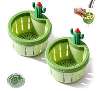 Filtre D'évier Cactus, Panier Filtrant Pour Évier Cactus, Panier À Vidage Automatique Par Simple Pression, Collecteur Autonettoyant De Résidus Alimentaires(GREEN*2)