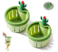 Filtre D'évier Cactus, Panier Filtrant Pour Évier Cactus, Panier À Vidage Automatique Par Simple Pression, Collecteur Autonettoyant De Résidus Alimentaires(GREEN*2)