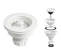 Filtre d'évier de cuisine double couche 114 mm, filtre de vidange anti-obstruction avec cage en acier inoxydable et écrou à verrouillage rapide pour éviers standard (blanc)