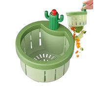 Filtre Évier Cuisine Cactus, Crépine Évier Anti-Obstruction avec Vidange Automatique, BouchonÉvier Design Universel en ABS, Panier Filtre Résidus Alimentaires pourÉvier et Égout (Vert, A)