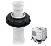 Filtre IBC Lid avec filtre en nylon lavable pour conteneurs IBC, réservoirs de pluie DN 75 DN 150 45 °, raccord de tuyau IBC, accessoires de stockage d'eau de pluie (raccord de tuyau droit + couvercle