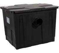 Filtre multicouches, dimensions 54 x 40 x 40 cm, capacité maximale de bassin 12 m³ sans poissons, débit maximal 8 m³/h, à nettoyer. Convient pour différents types de supports filtrants, couleur noire.