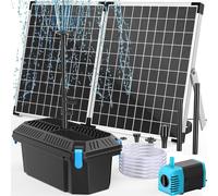 Filtre pour bassin alimenté à l'énergie solaire - Kit comprenant une pompe pour fontaine - Entretien des bassins d'eau - Filtration 3 en 1 - Débit de 1620 litres/heure - Noir