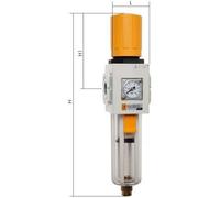 Filtre-régulateur G3/8'' 1900l/min 0.5-9.0bar/7-130psi Double paroi EMC 3A