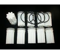 Filtre Siku, 35 microns Filtre à mazout en forme d'étoile Blanc Lot de 10 incl. Lot de 5 Joints toriques pour les filtres Tasse/tête