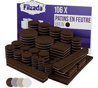 Filzada® 106x Patins pour Meubles Adhésif Marron - Patin Chaise Rond Carré | Protection Sol Anti Rayures - Parquet, Stratifié, Carrelage, Marbre, Vinyle - Glisse Silencieuse - Pieds de Chaise, Table