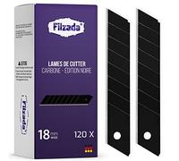 Filzada® 120x Lames Cutter 18 mm Noir - Lame Sécable Acier Carbone Pointue | Lame de Rechange Ultra Tranchante - Coupe Précise - Film Huile Anti Rouille - Couteau Moquette, Tapis - Robuste, Durable