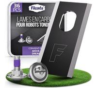 Filzada® 36x Lames Robot Tondeuse Carbone compatible avec Mova & Dreame | Adaptée pour Dreame A1 Pro, A2, Mova 600, Lidax Ultra 1000 - Vis Incluses - Lame de Rechange Noire Ultra Tranchante