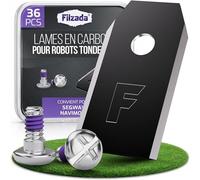 Filzada® 36x Lames Robot Tondeuse Carbone compatible avec Segway Navimow | Adaptée pour Navimow i105e, i205 AWD, i108e, x315e - Lame de Rechange - Acier Ultra Tranchant - Vis Incluses - Coupe Nette