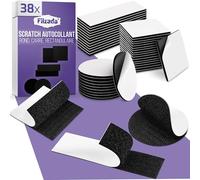 Filzada® 38 Set Ruban Scratch Adhésif Noir EXTRA FORT - Découpe Rond & Carré - Rouleau Scratch Autocollant Double Face pour intérieur et extérieur - Bandes Adhésives