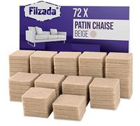 Filzada® 72x Patins Feutre Adhésif Carré 25x25 mm Beige - Patin Chaise Pro | Patin Meuble Autocollant - Protection Sol Anti Rayures - Parquet, Stratifié, Carrelage, Vinyle, Liège - Glisse Silencieuse
